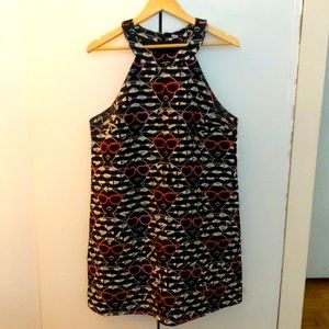 Black aline sleeveless dress with pattern